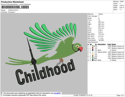 Childhood Embroidery File 4 size