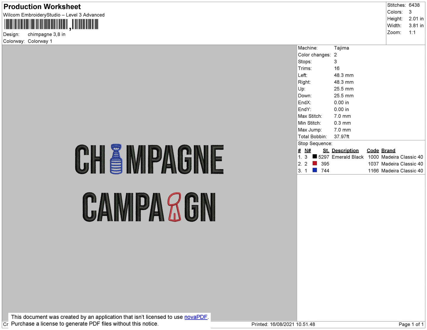 Chimpagne Embroidery File 4 size