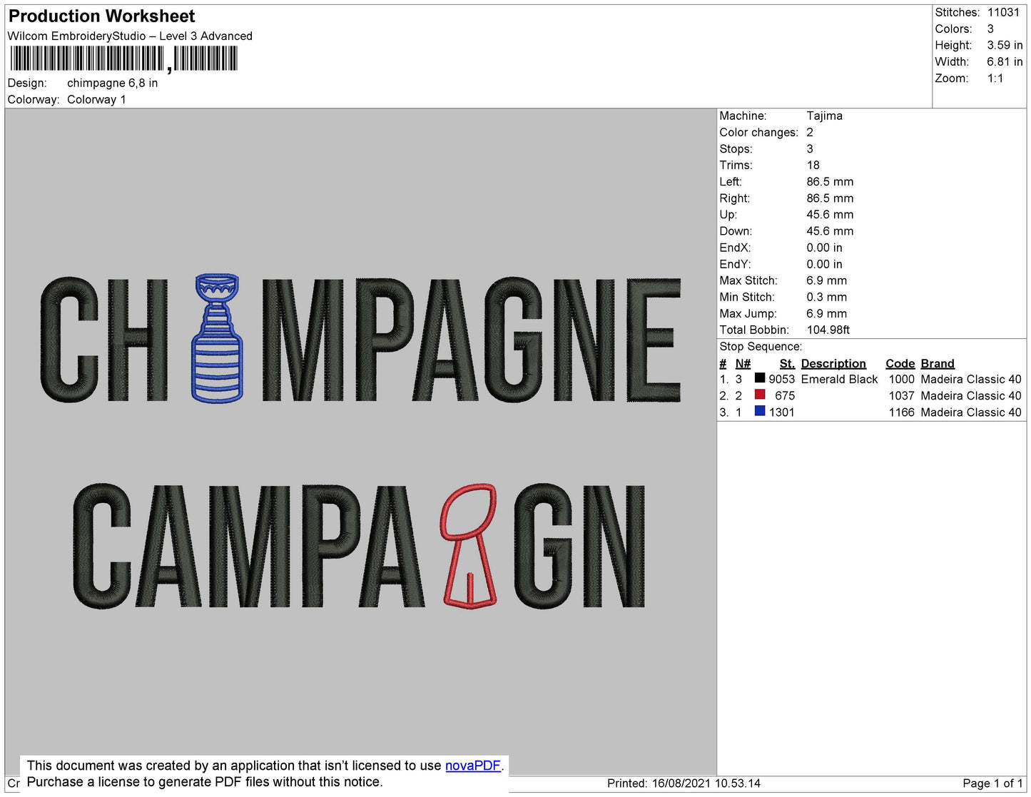 Chimpagne Embroidery File 4 size