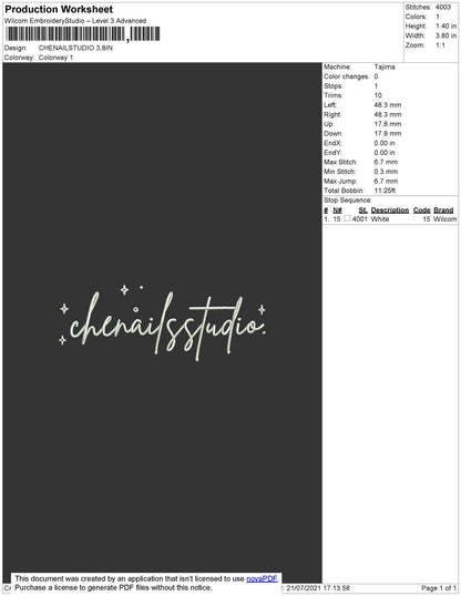Chenailstudio Embroidery File 4 size