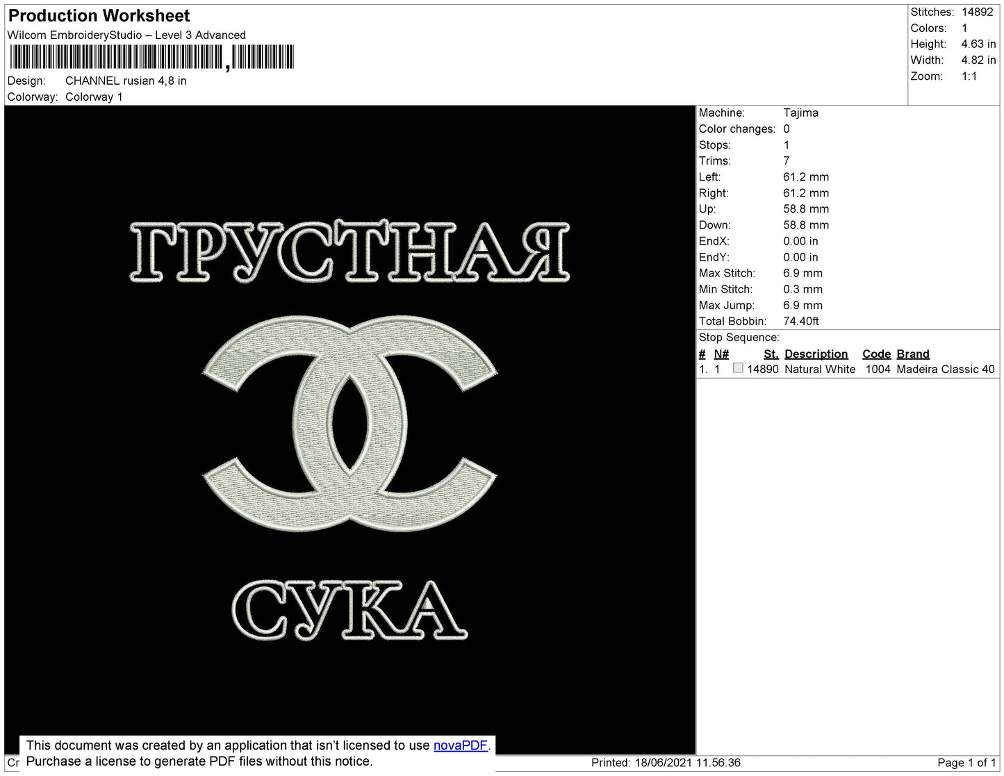 Chnl Rusian Embroidery File 4 size