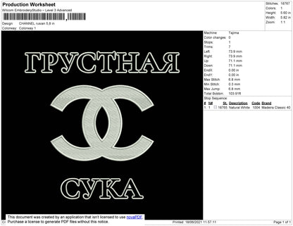Chnl Rusian Embroidery File 4 size