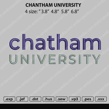 Chantham University Embroidery File 4 Size