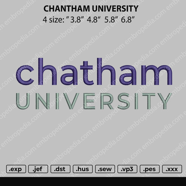 Chantham University Embroidery File 4 Size