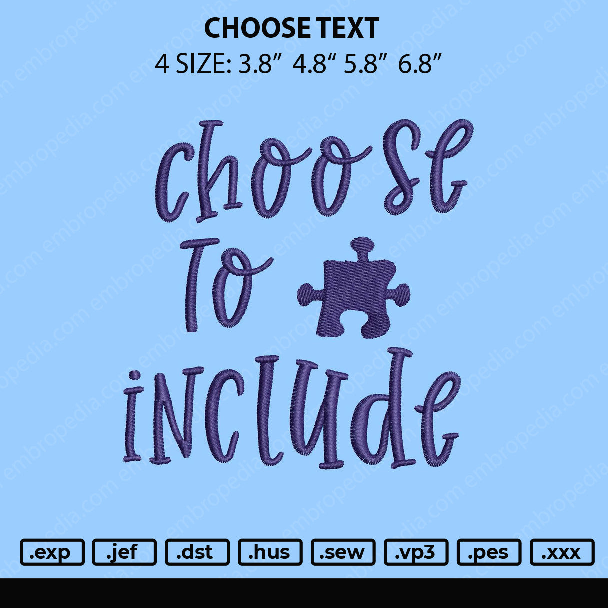 Choose Text Embroidery File 4 size
