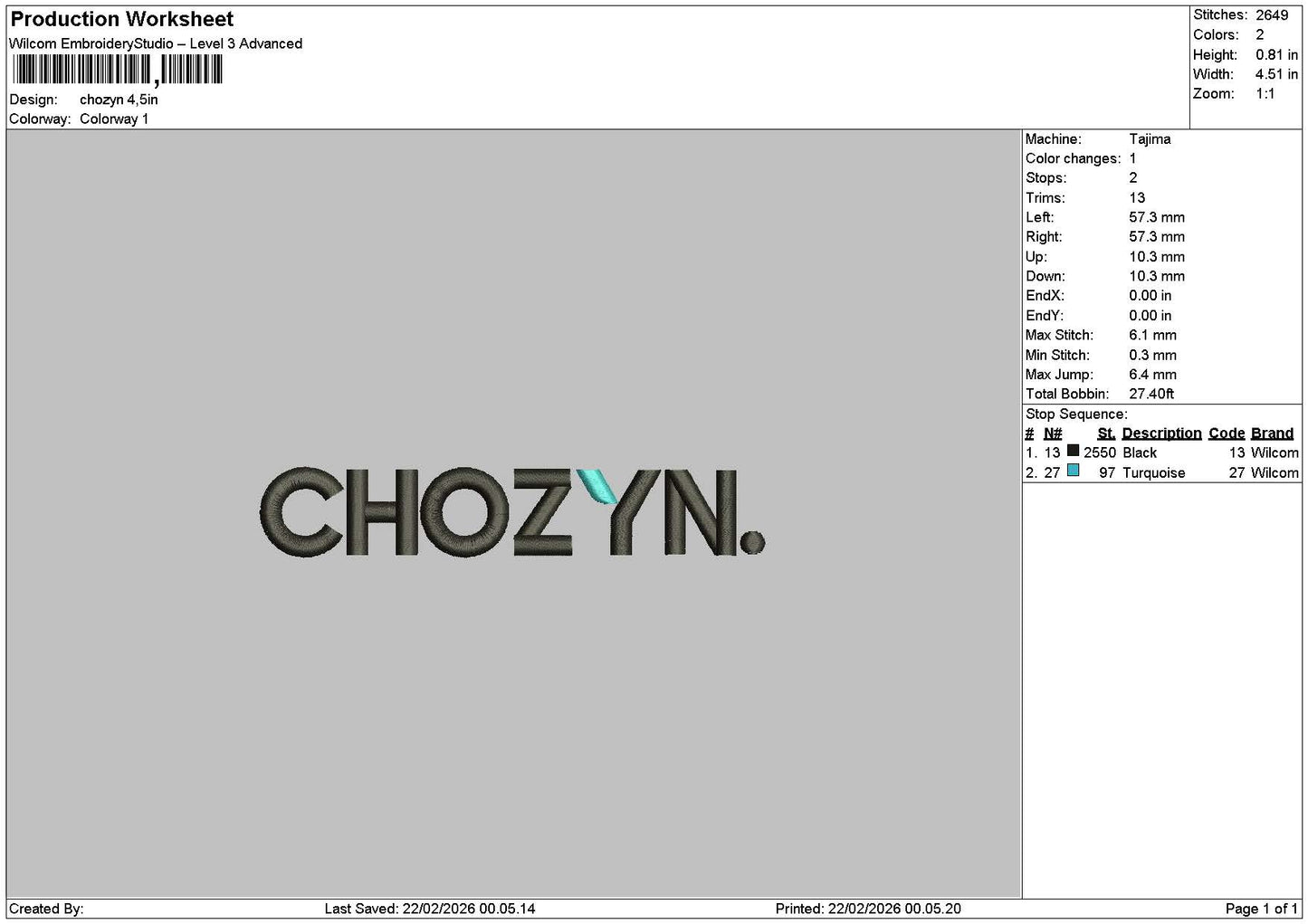 Chozytext Embroidery File 6 sizes