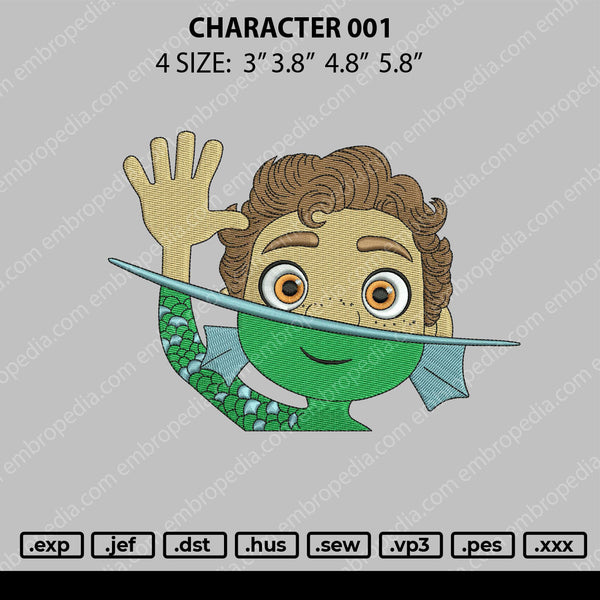 Character 001 Embroidery File 4 size