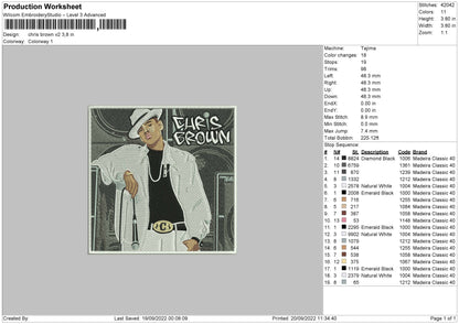 Chris Brown Embroidery File 5 sizes