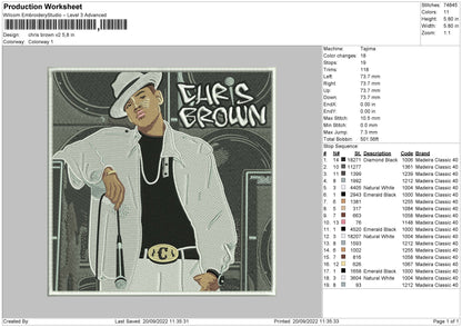 Chris Brown Embroidery File 5 sizes
