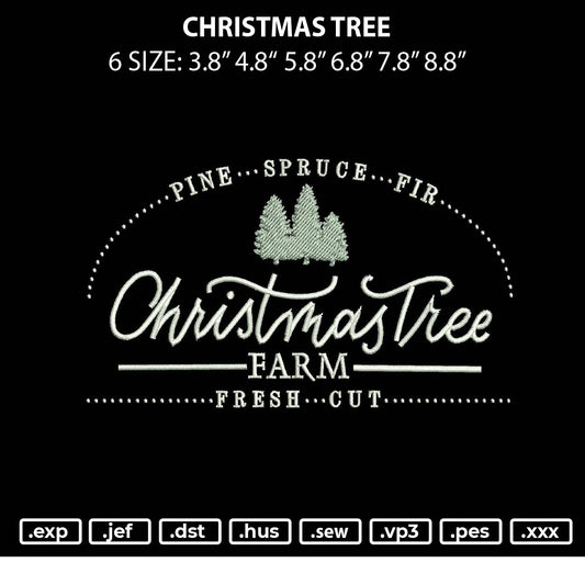 Christmas Tree Embroidery File 6 sizes