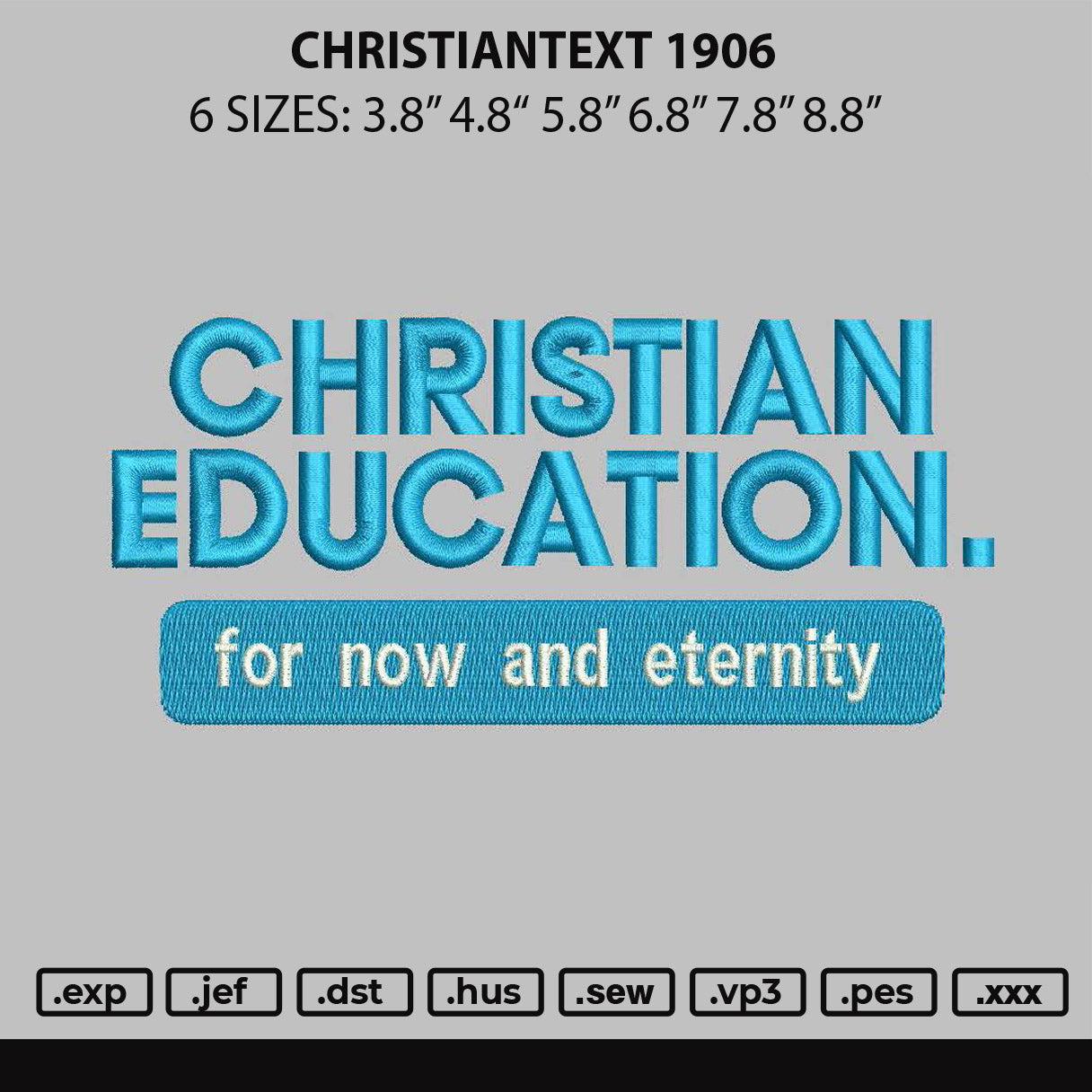 Christiantext 1906 Embroidery File 6 sizes