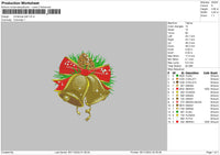 Christmas Bell Embroidery File 6 sizes