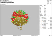 Christmas Bell Embroidery File 6 sizes