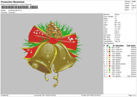 Christmas Bell Embroidery File 6 sizes