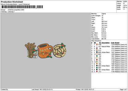 Xmas Symbols 1811 Embroidery 2 Versions