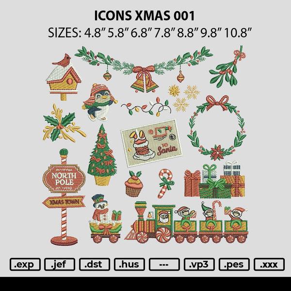 Icons Xmas 001 Embroidery File 6 sizes