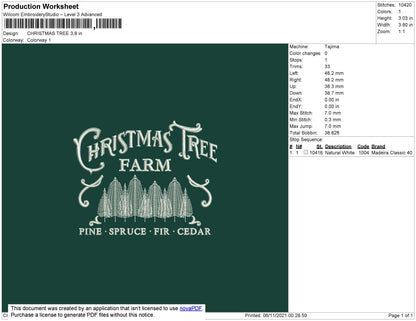 Christmas Tree Embroidery File 4 size