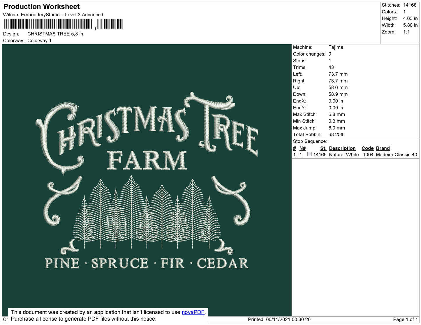 Christmas Tree Embroidery File 4 size