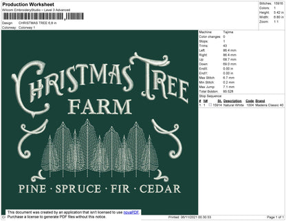 Christmas Tree Embroidery File 4 size