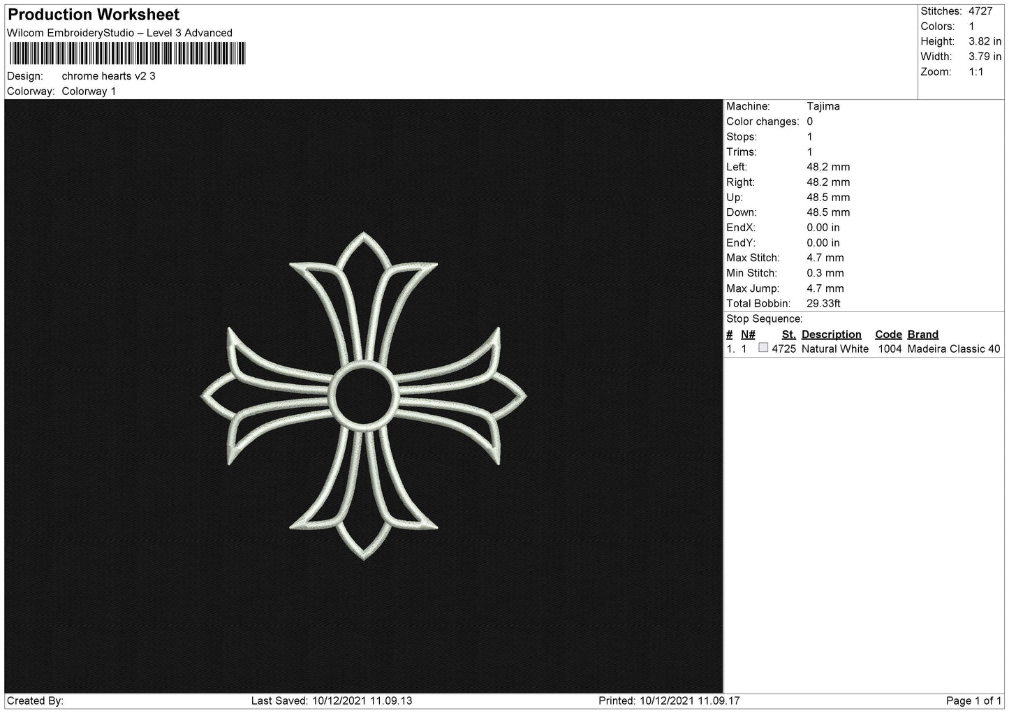 Chrome Hearts V2 Embroidery File 4 size