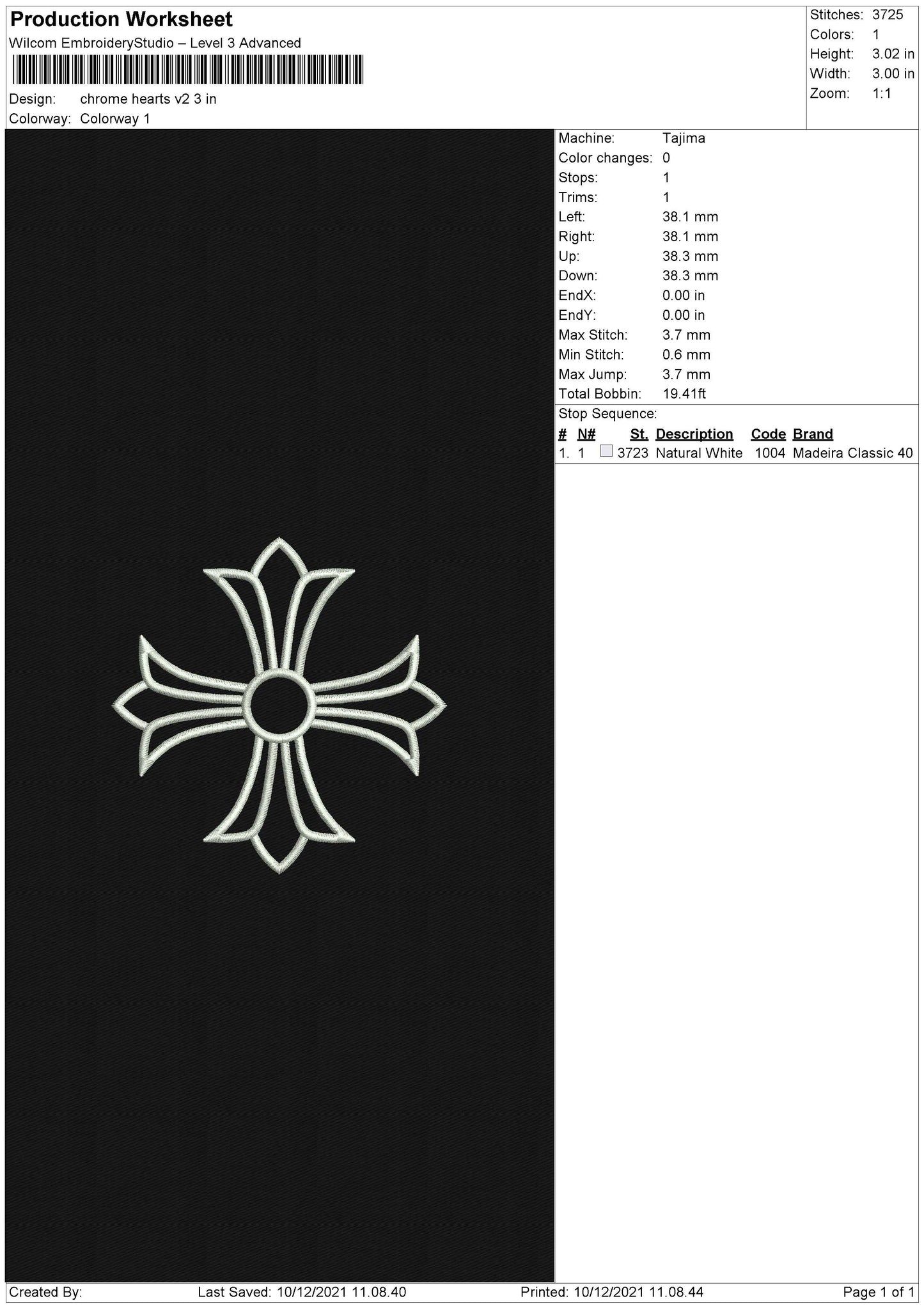 Chrome Hearts V2 Embroidery File 4 size