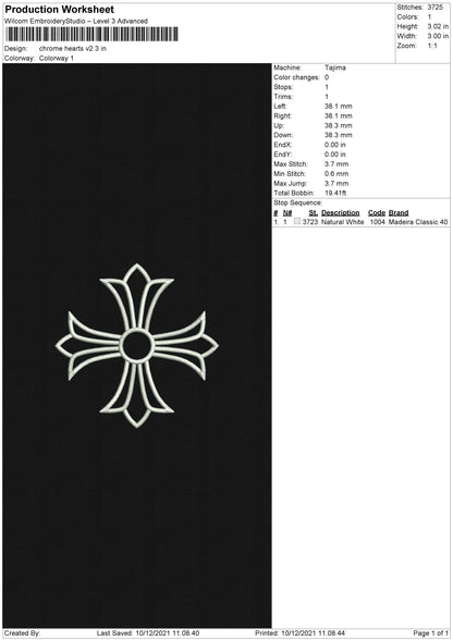 Chrome Hearts V2 Embroidery File 4 size