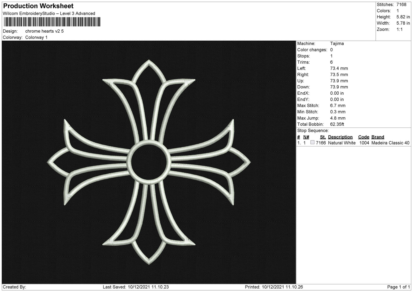 Chrome Hearts V2 Embroidery File 4 size