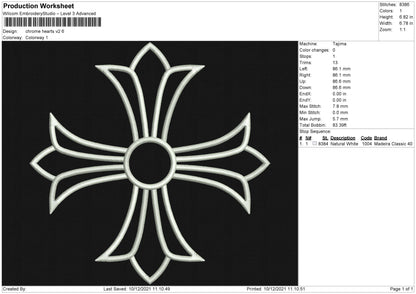 Chrome Hearts V2 Embroidery File 4 size