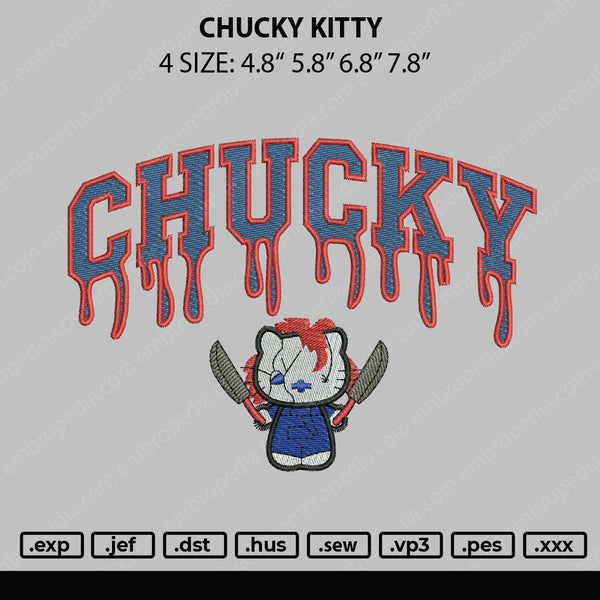 Chucky Kitty Embroidery File 5 sizes