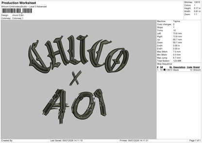 Chucotext Embroidery Machine Design File 6 sizes
