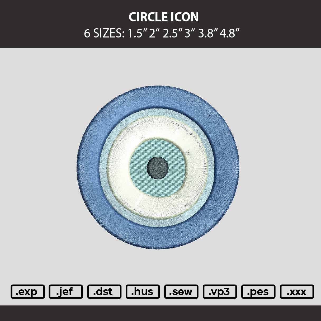 Circle Embroidery Machine Design File 6 sizes