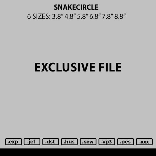 Snakecircle Embroidery File 6 sizes