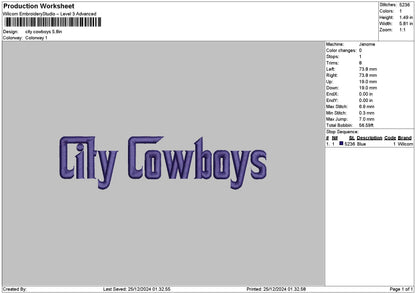 Cowboystext 2512 Embroidery File 6 sizes