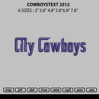Cowboystext 2512 Embroidery File 6 sizes