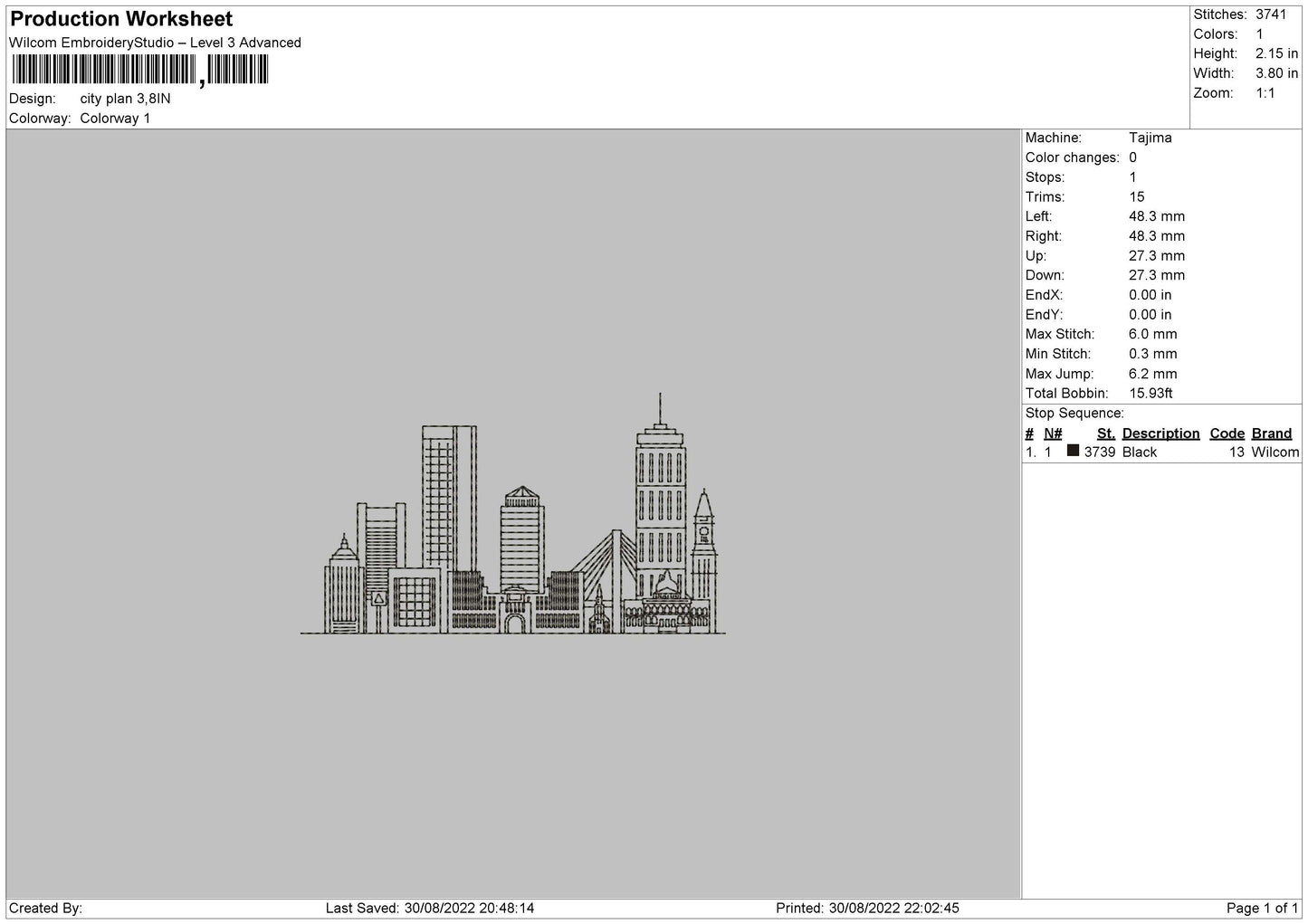 City Plan Embroidery File 5 sizes
