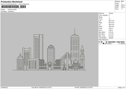 City Plan Embroidery File 5 sizes