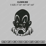 Clown BW Embroidery File 5 size