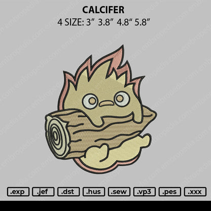 Calcifer Embroidery Machine Design File 4 Size