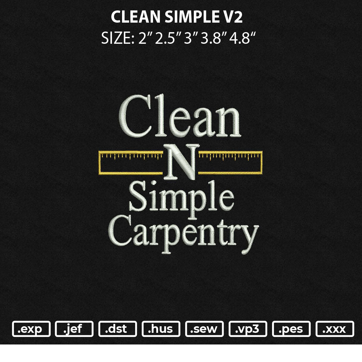 Clean Simple V2 Embroiery File 6 sizes