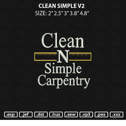 Clean Simple V2 Embroiery File 6 sizes