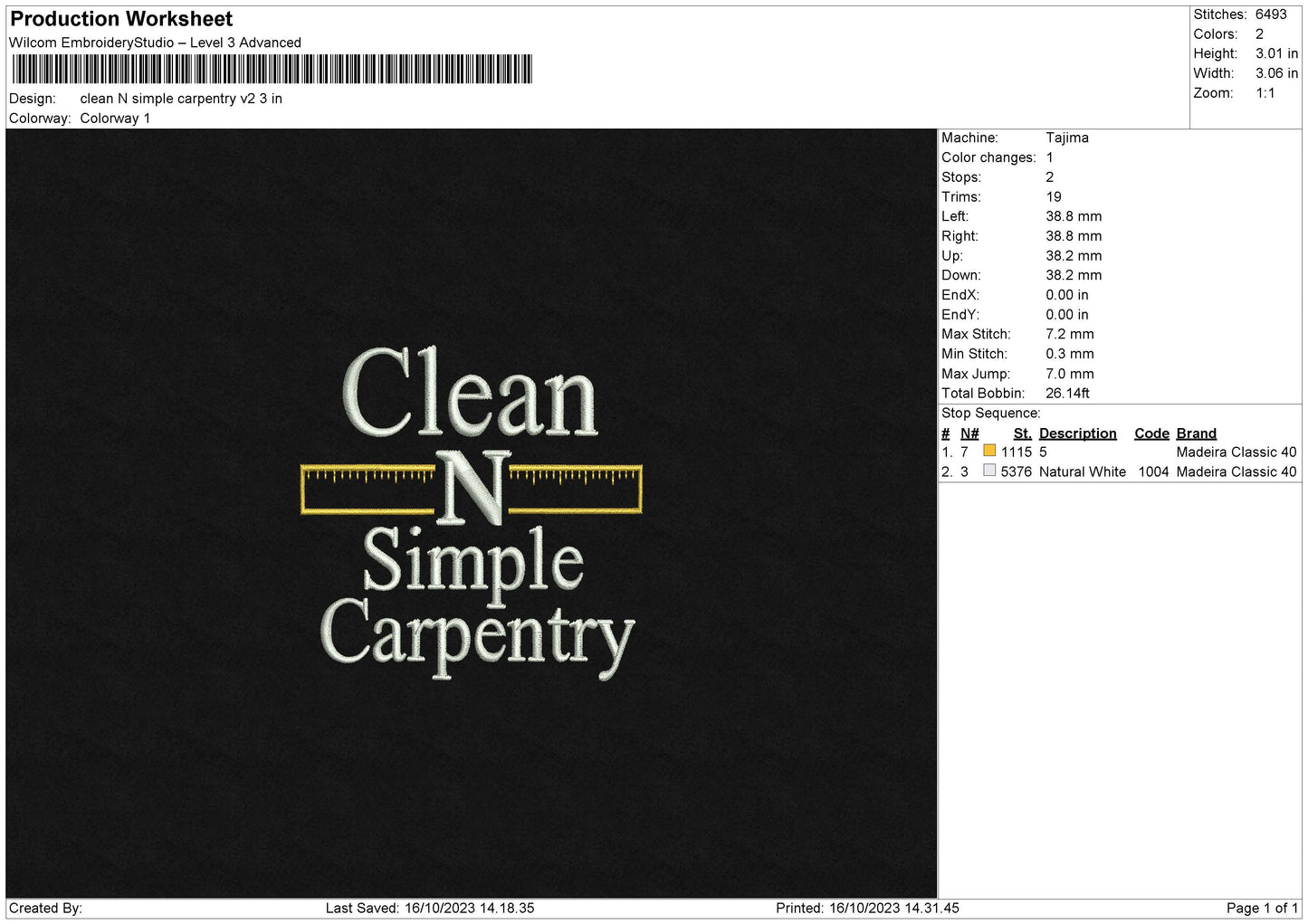 Clean Simple V2 Embroiery File 6 sizes