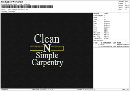 Clean Simple V2 Embroiery File 6 sizes