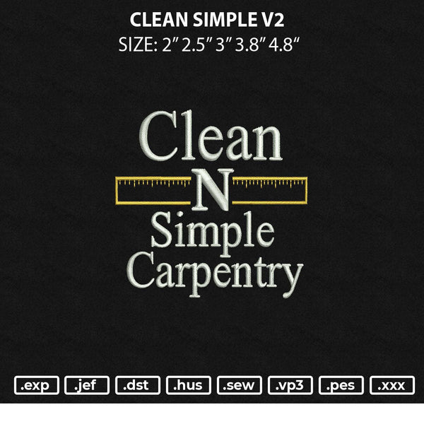 Clean Simple V2 Embroiery File 6 sizes