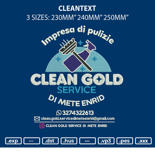 Cleantext 1103 Embroidery File 3 sizes