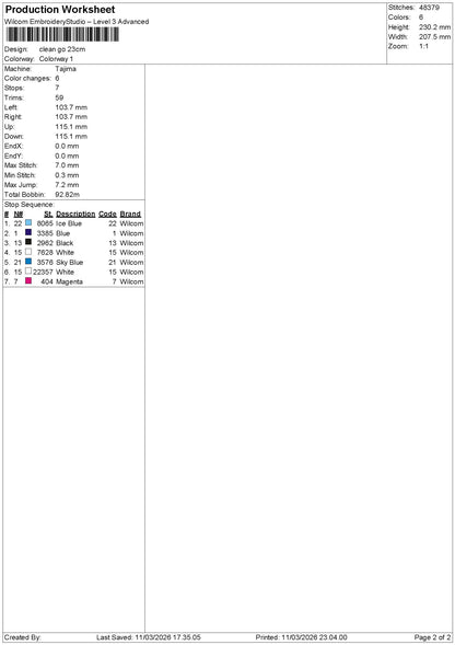 Cleantext 1103 Embroidery File 3 sizes