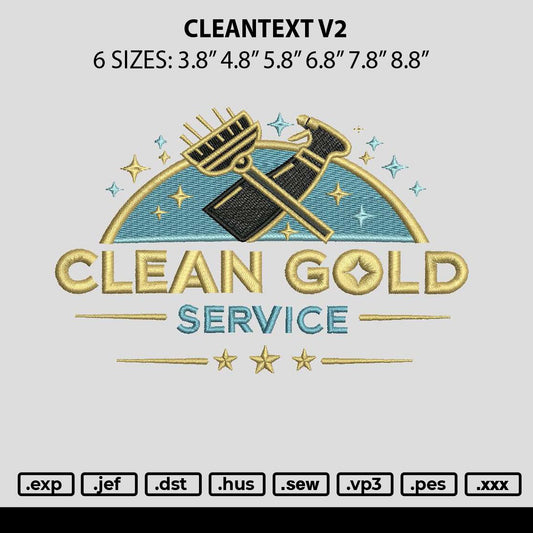 Cleantext V2 Embroidery File 6 sizes