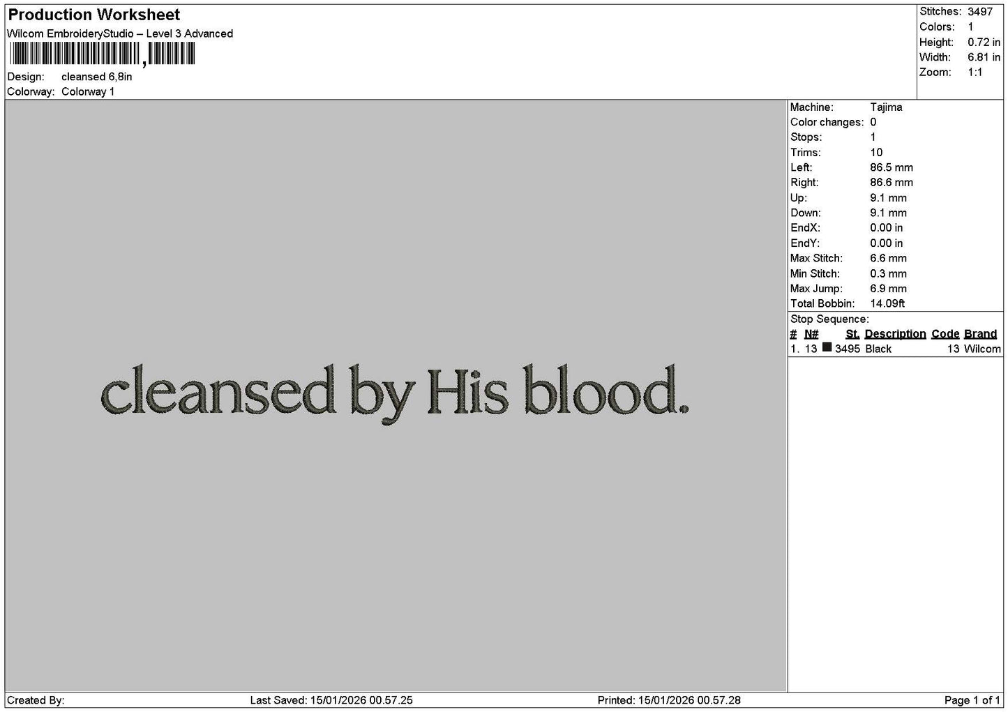 Cleansedtext Embroidery File 6 sizes