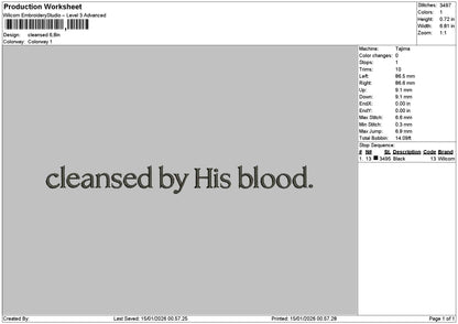 Cleansedtext Embroidery File 6 sizes