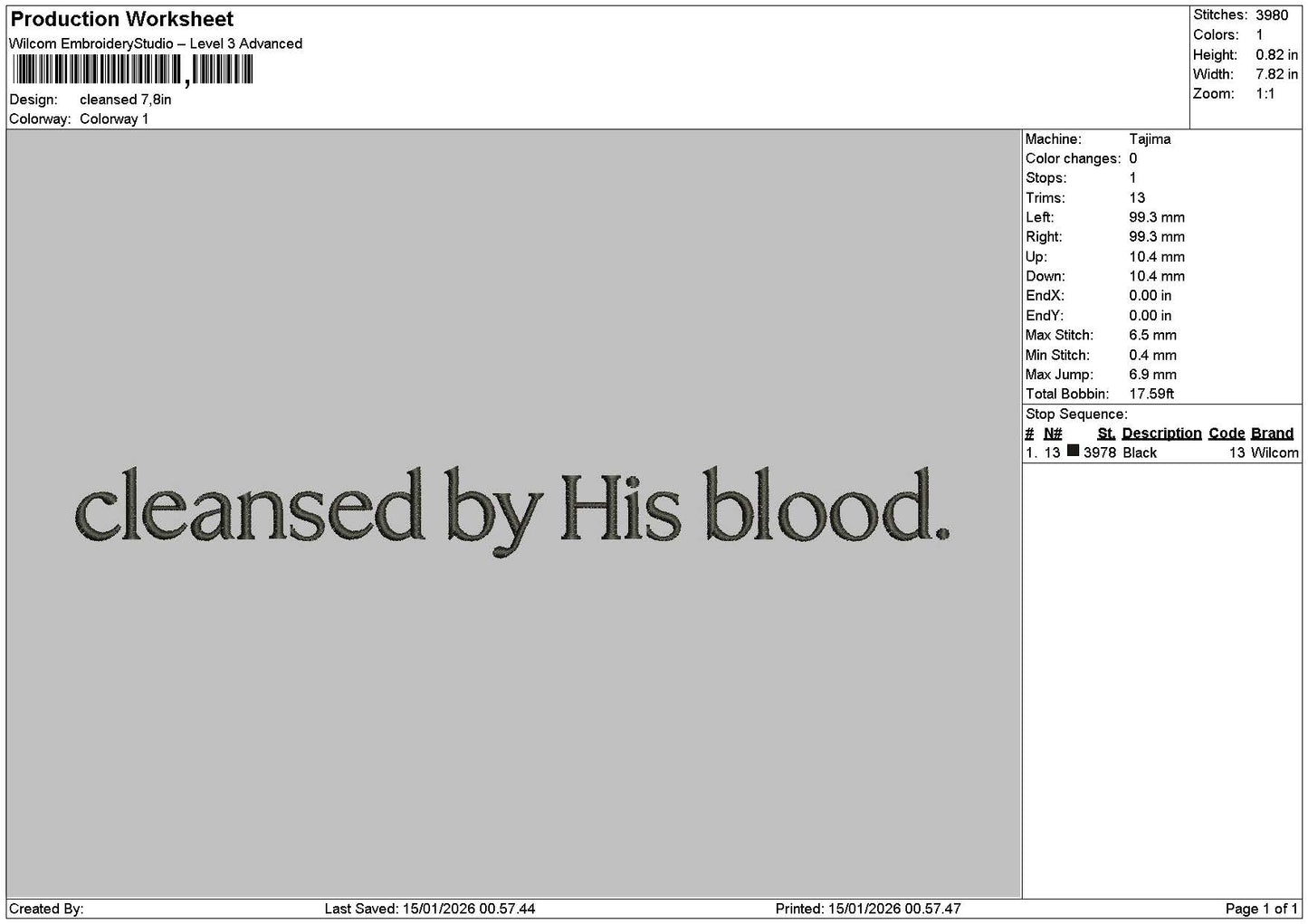 Cleansedtext Embroidery File 6 sizes