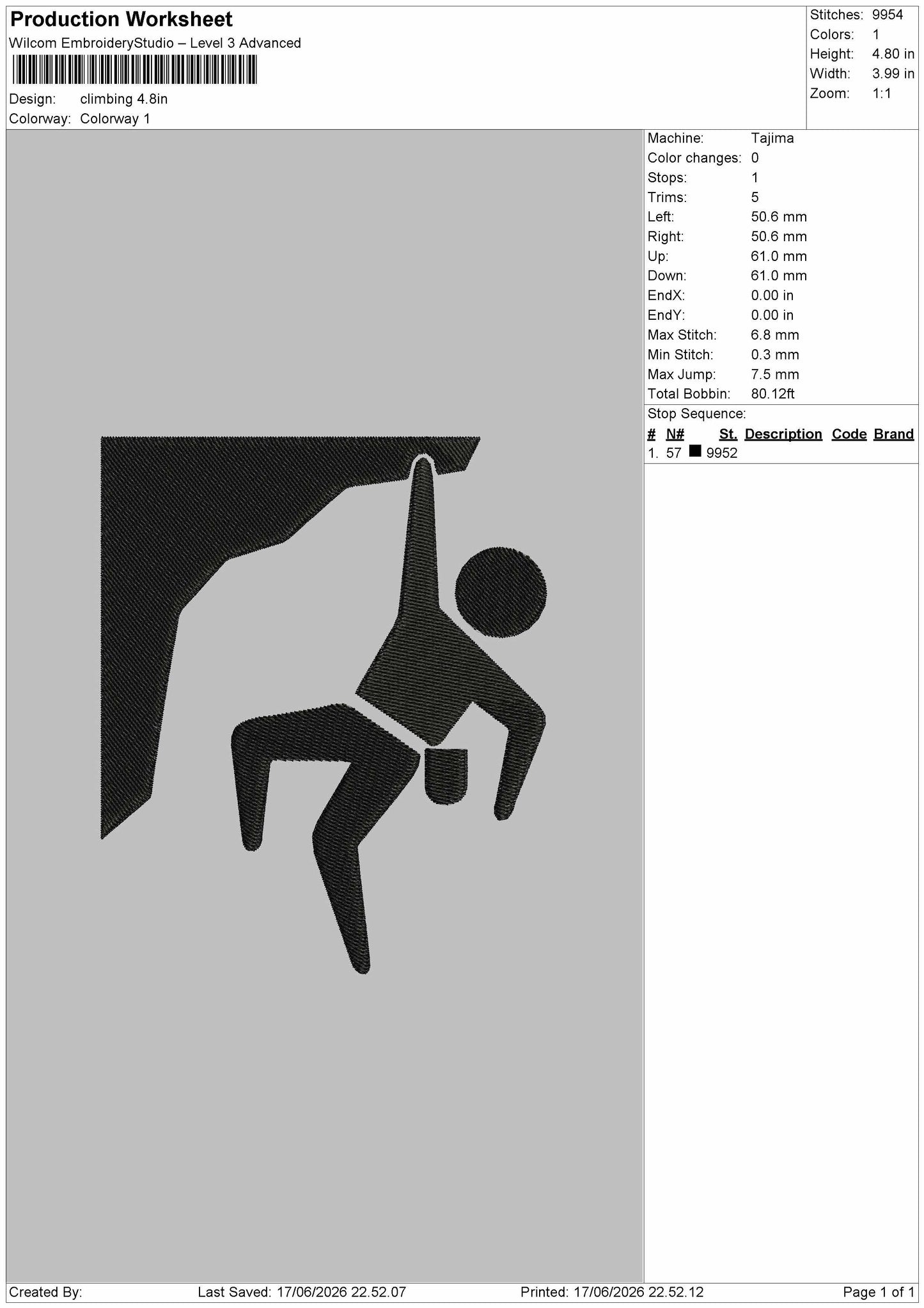 Clambing Embroidery Machine Design File 6 sizes